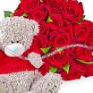 Букет красных роз + плюшевый медведь 2