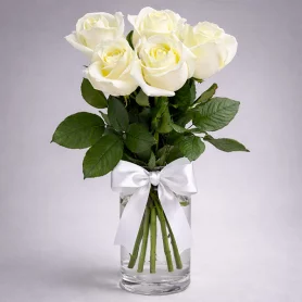 Букет из белых роз 50 см под ленту